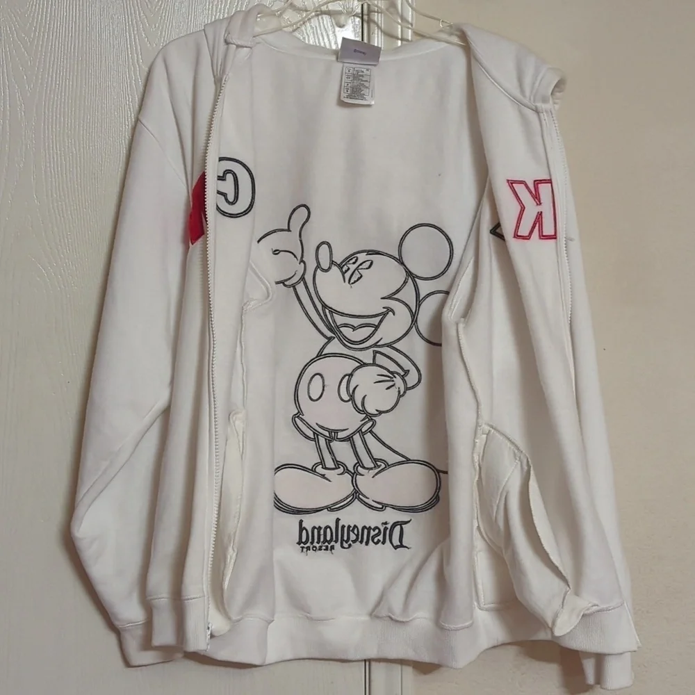Disney Disneyland Resort Embroidered Mickey Mouse Zip Hoodie Size S New MSRP $46